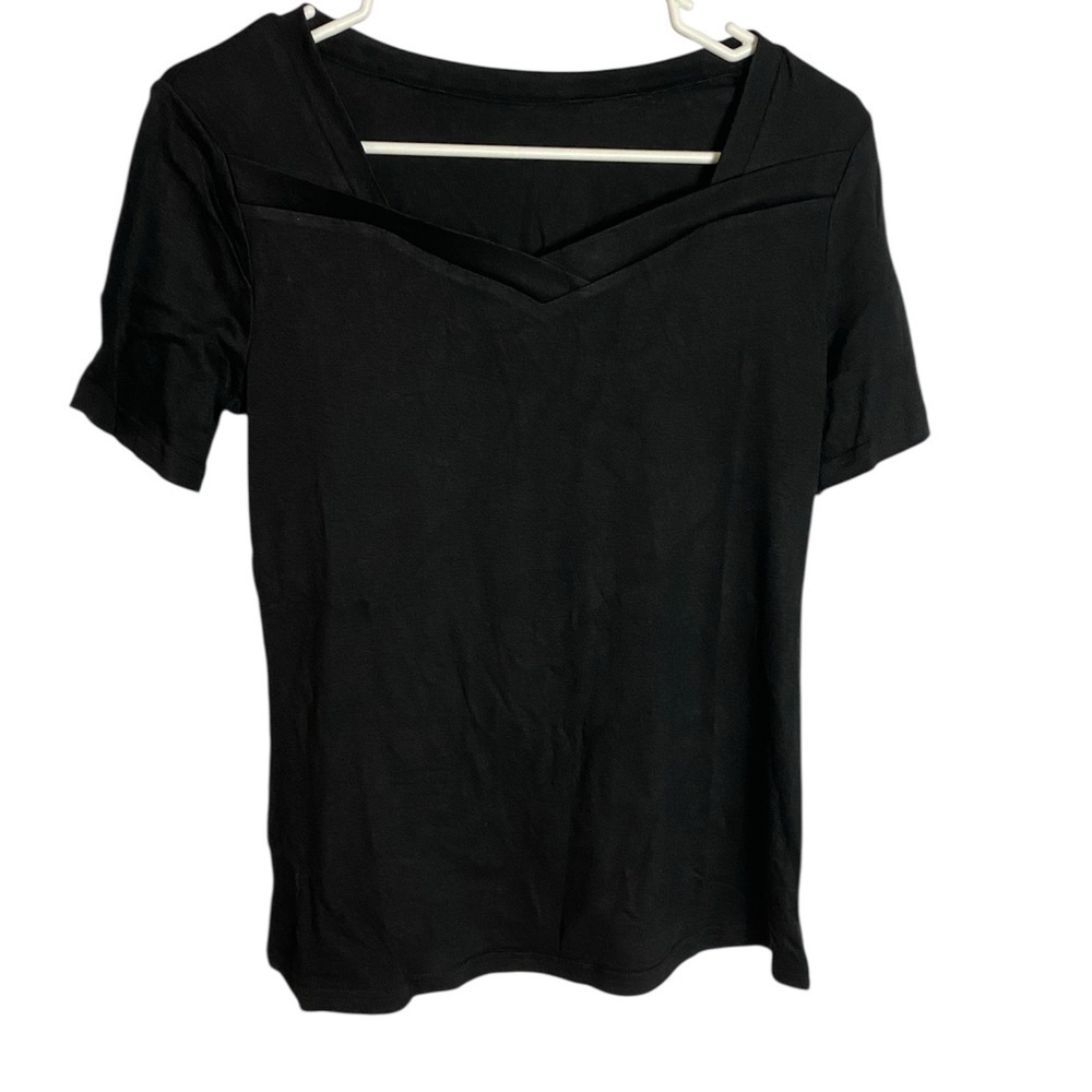 Black V-Neck Women's Top